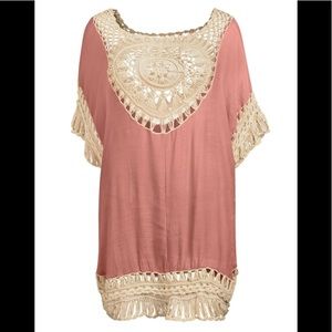PLUS SIZE CROCHET DETAIL COVER-UP
